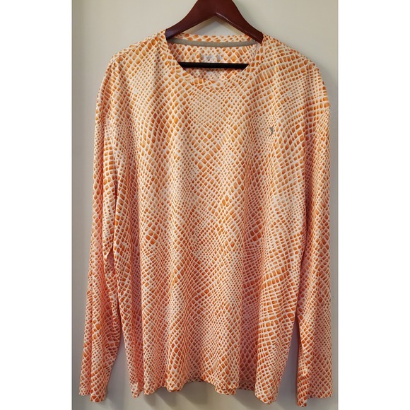 Reel Legends Other - Reel Legends Fishing Shirt XXL Snakeskin Pattern Print Orange Coral on White